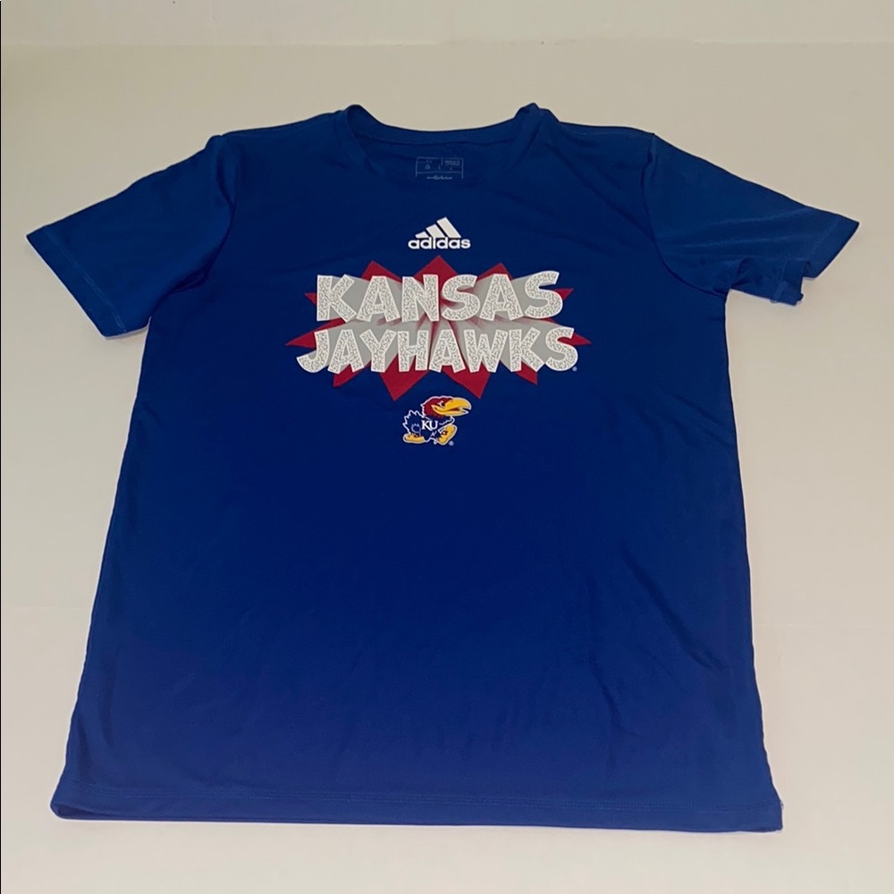 Adidas Kansas Jayhawks Blue Short Sleeve Tee Child XL